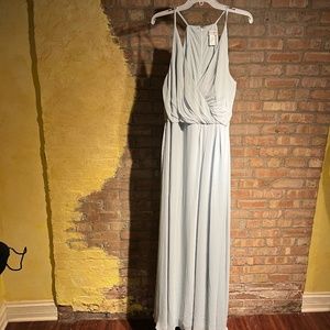 NWT Bill Levkoff Chiffon Maxi Dress in Mist Blue